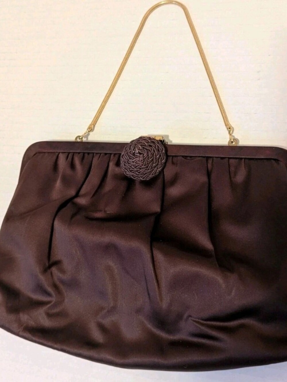 Vintage Andé Brown Satin Evening Bag – 1950s/60s Clutch